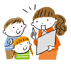 先生が子供に授業しているイラスト