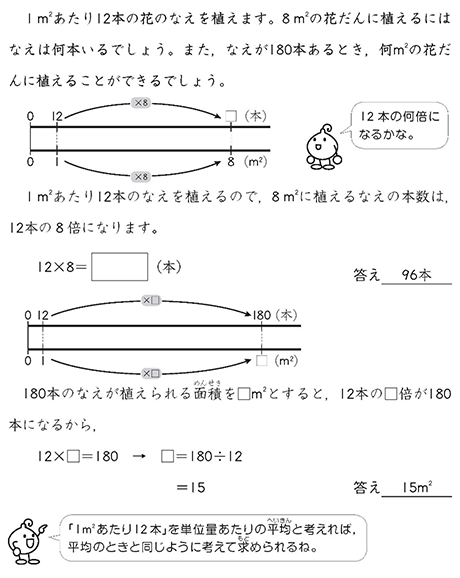 単位量当たりの大きさの問題が書かれたテキスト画像