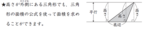 図とともに三角形の公式の説明が書かれたテキスト画像