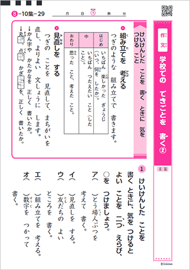 経験したことを書くときに気を付けることを紹介する教材の画像