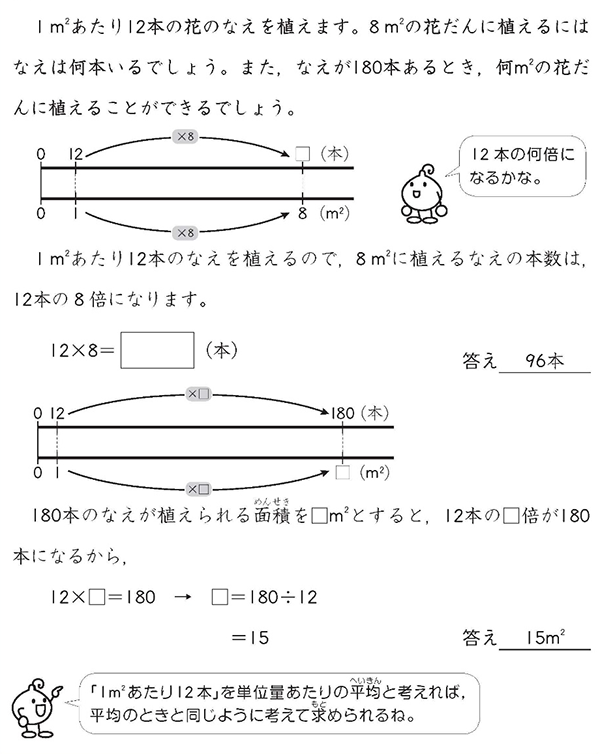 単位量当たりの大きさの問題が書かれたテキスト画像